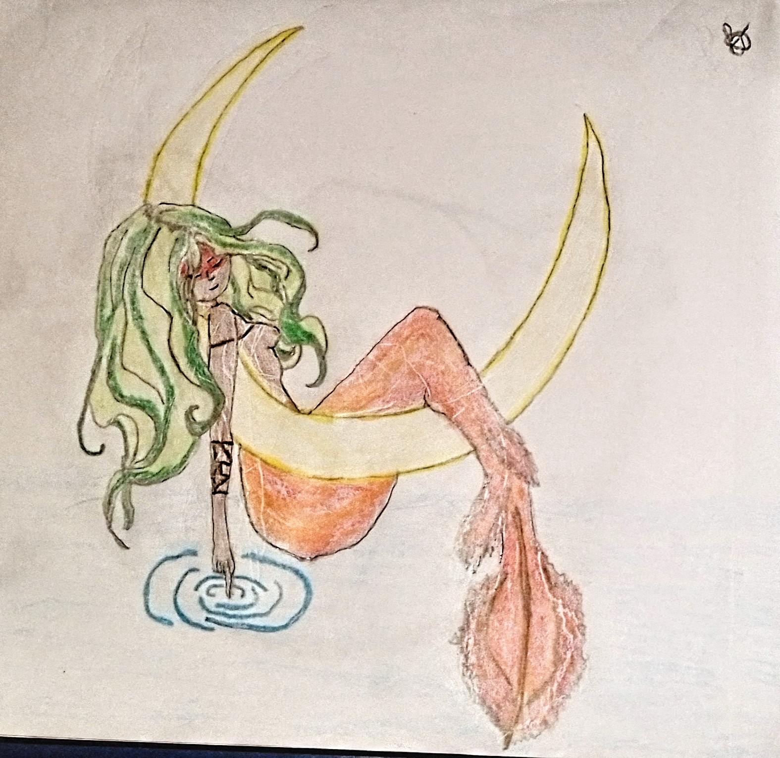 sereia indígena e lua